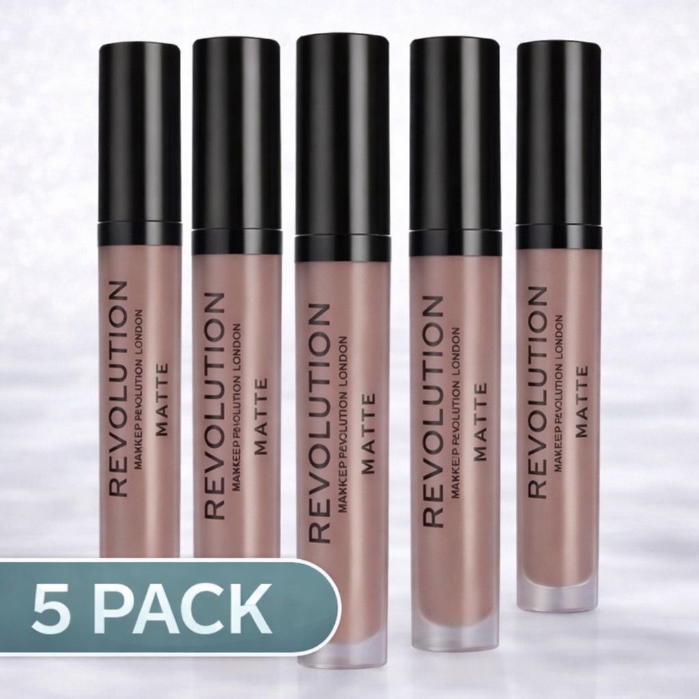 Makeup Revolution 5-Pack Matte Liquid Lipstick Hustle 119 Mauve Nude Bundle